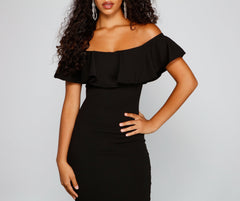 A Stylish Affair Ruffled Midi Dress