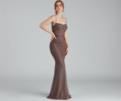 Addison Glitter Mesh Formal Dress