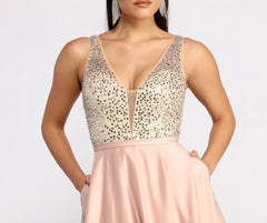 Adina Sequin and Satin Ball Gown