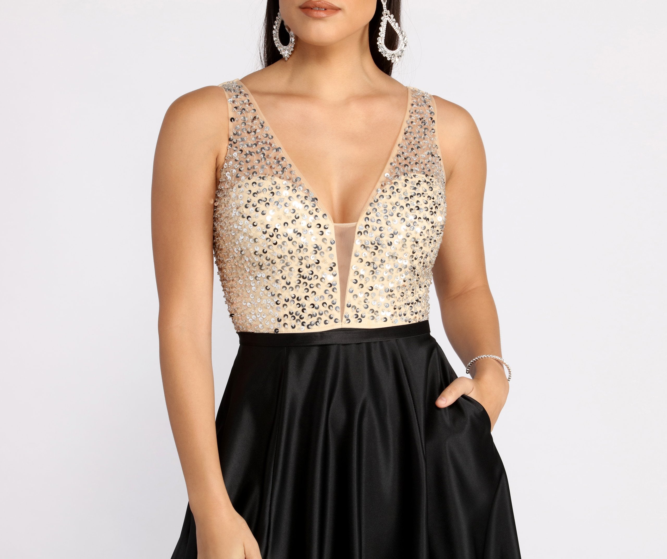 Adina Sequin and Satin Ball Gown