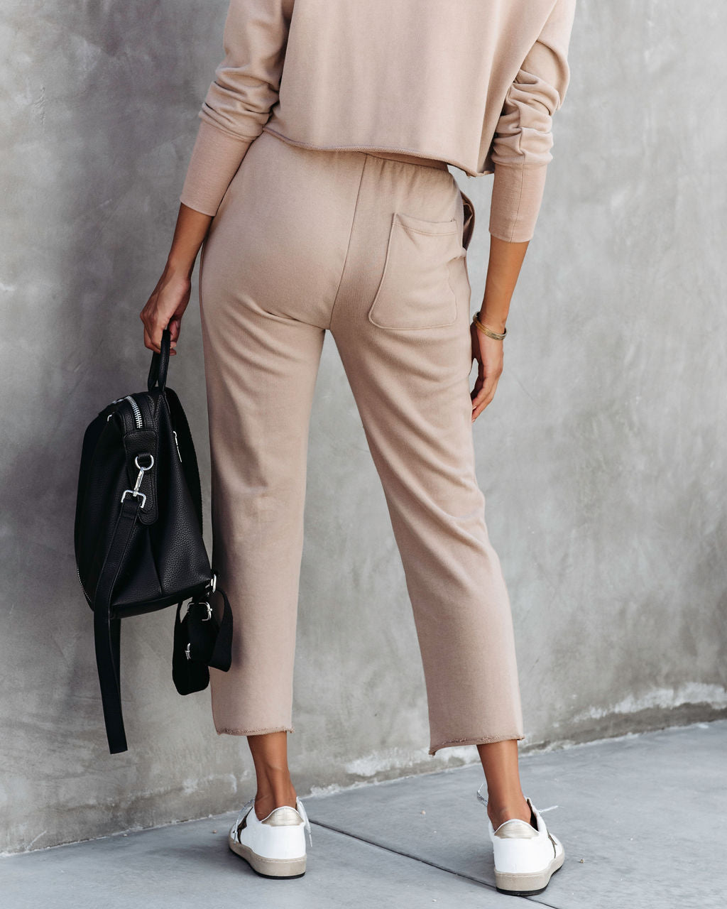 Airport Glam Cotton High Rise Pocketed Pants - Camel