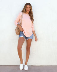 Al Fresco Cotton Blend Knit Pullover - Light Coral