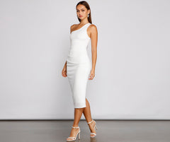 Alessandra Formal One Shoulder Midi Dress