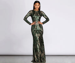 Alexandria Formal Sequin Scroll Dress