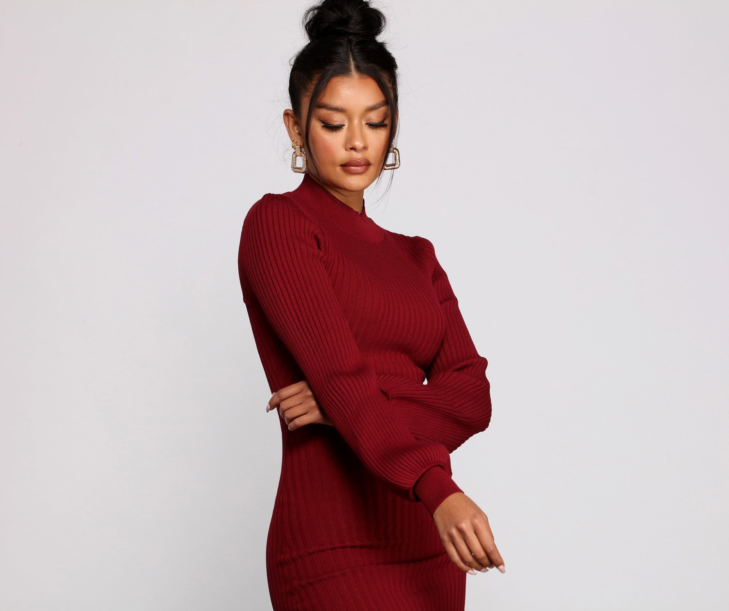 All Dolled Up Ribbed Knit Mini Dress