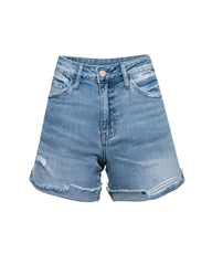 Allison High Rise Distressed Denim Shorts