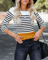 Ambrose Striped Scalloped Knit Top