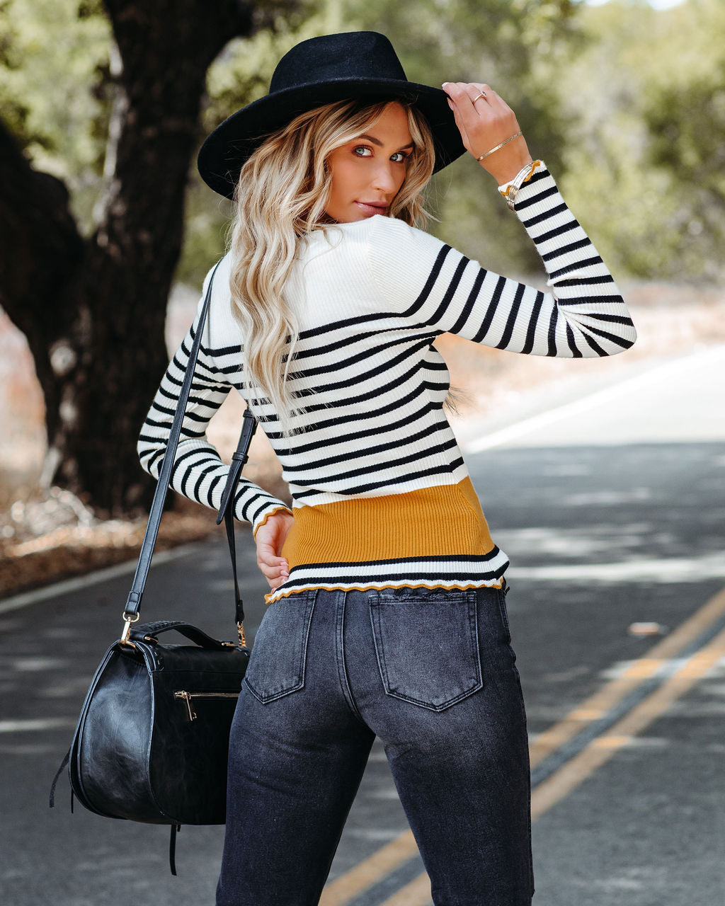 Ambrose Striped Scalloped Knit Top