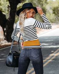 Ambrose Striped Scalloped Knit Top