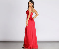 Amelia Formal High Slit Satin Dress