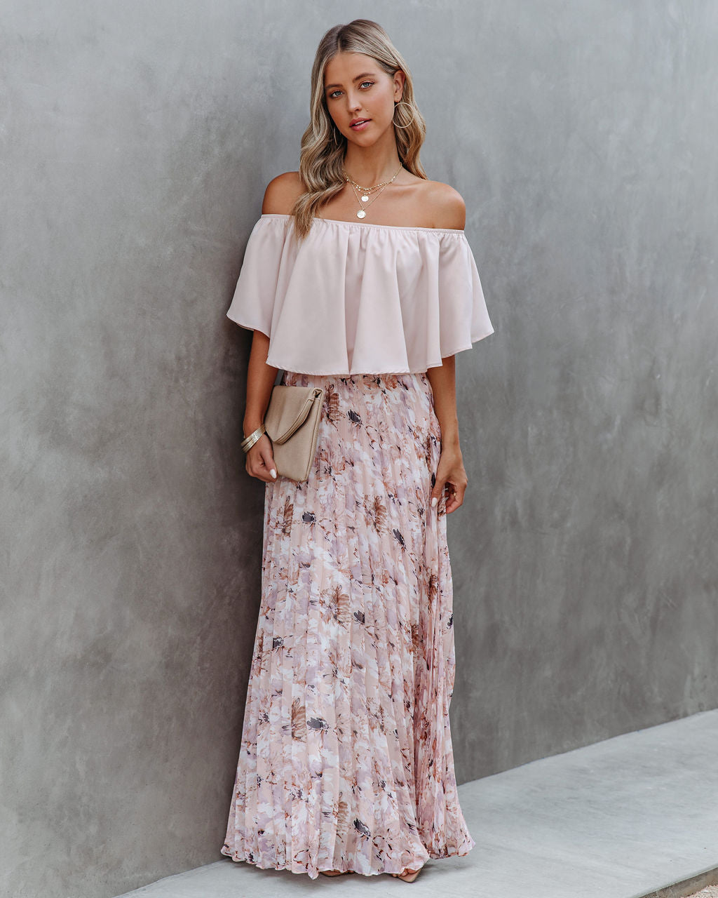 Andreja Floral Pleated Maxi Skirt