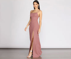 Aracely Glitter Crepe Mermaid Dress