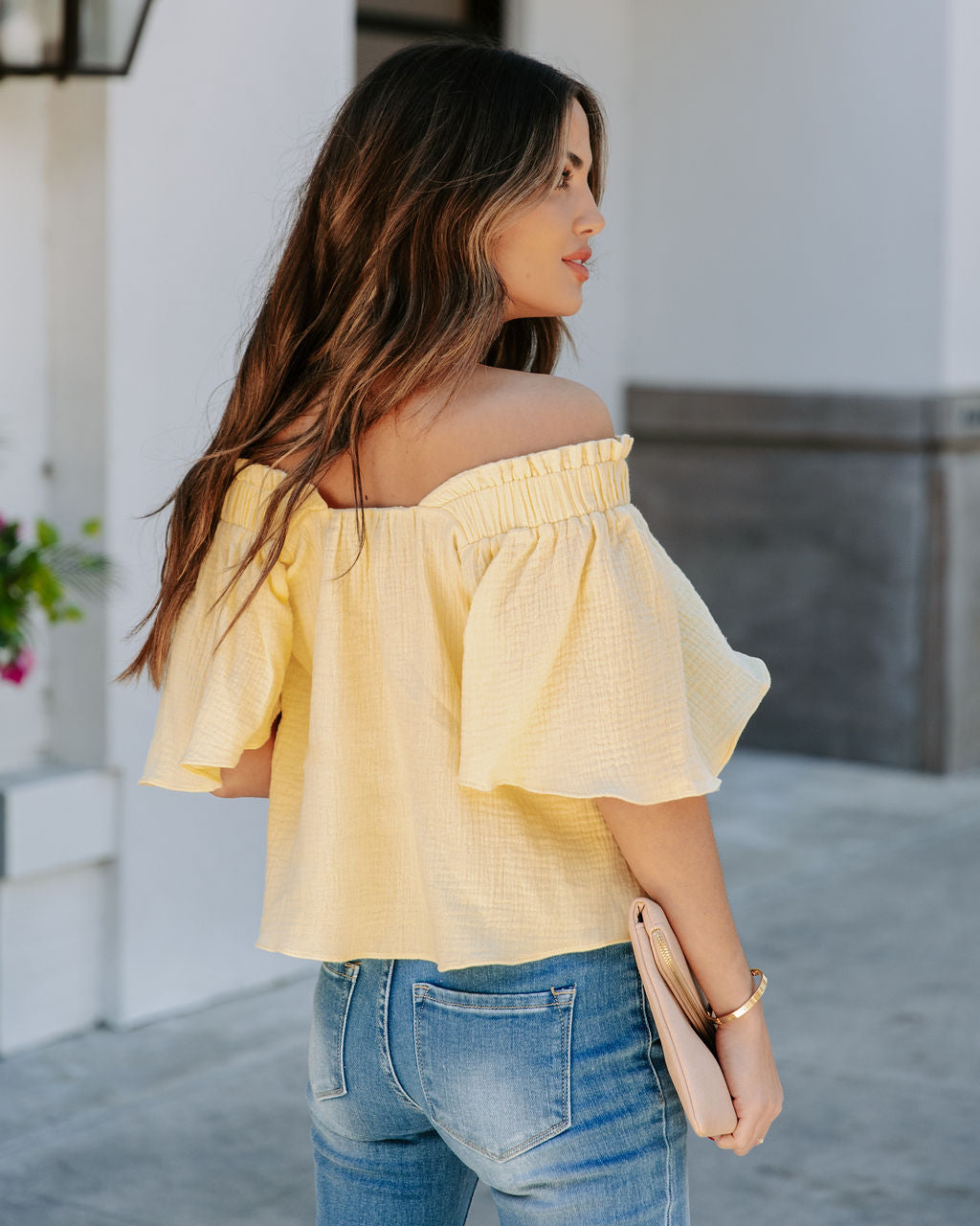 Ariana Cotton Square Neck Top - Lemon