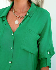 Asana Woven Button Down Top - Green