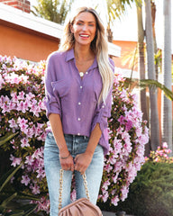 Asana Woven Button Down Top - Purple