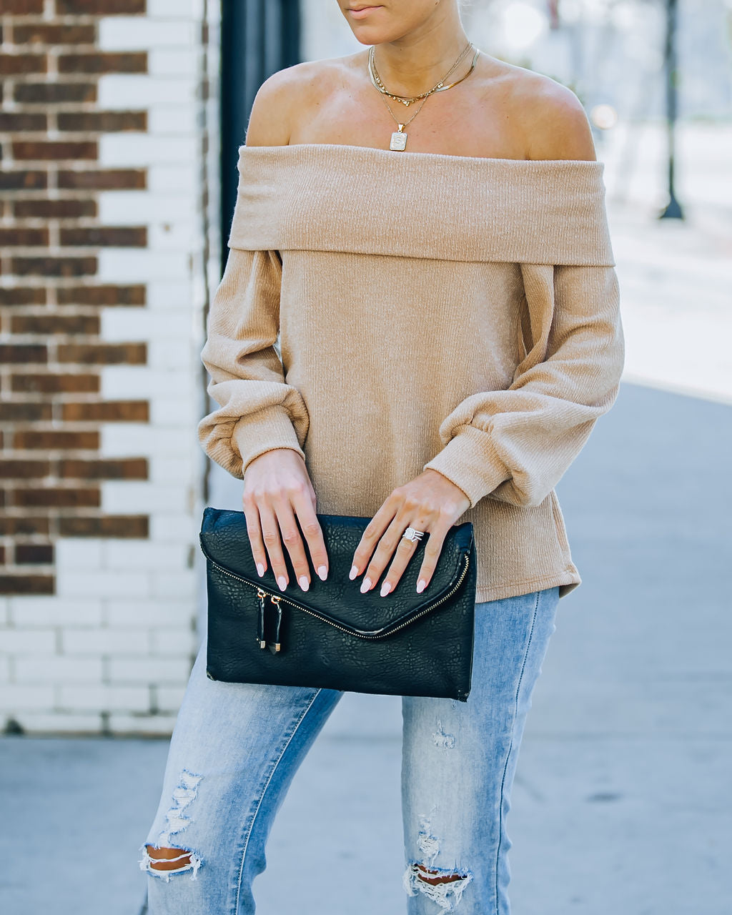 Ashby Off The Shoulder Knit Top - Maple