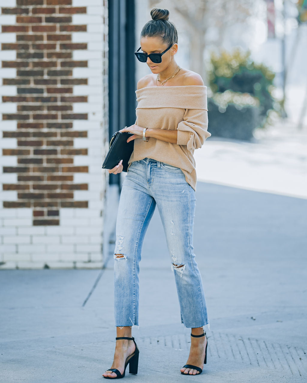 Ashby Off The Shoulder Knit Top - Maple