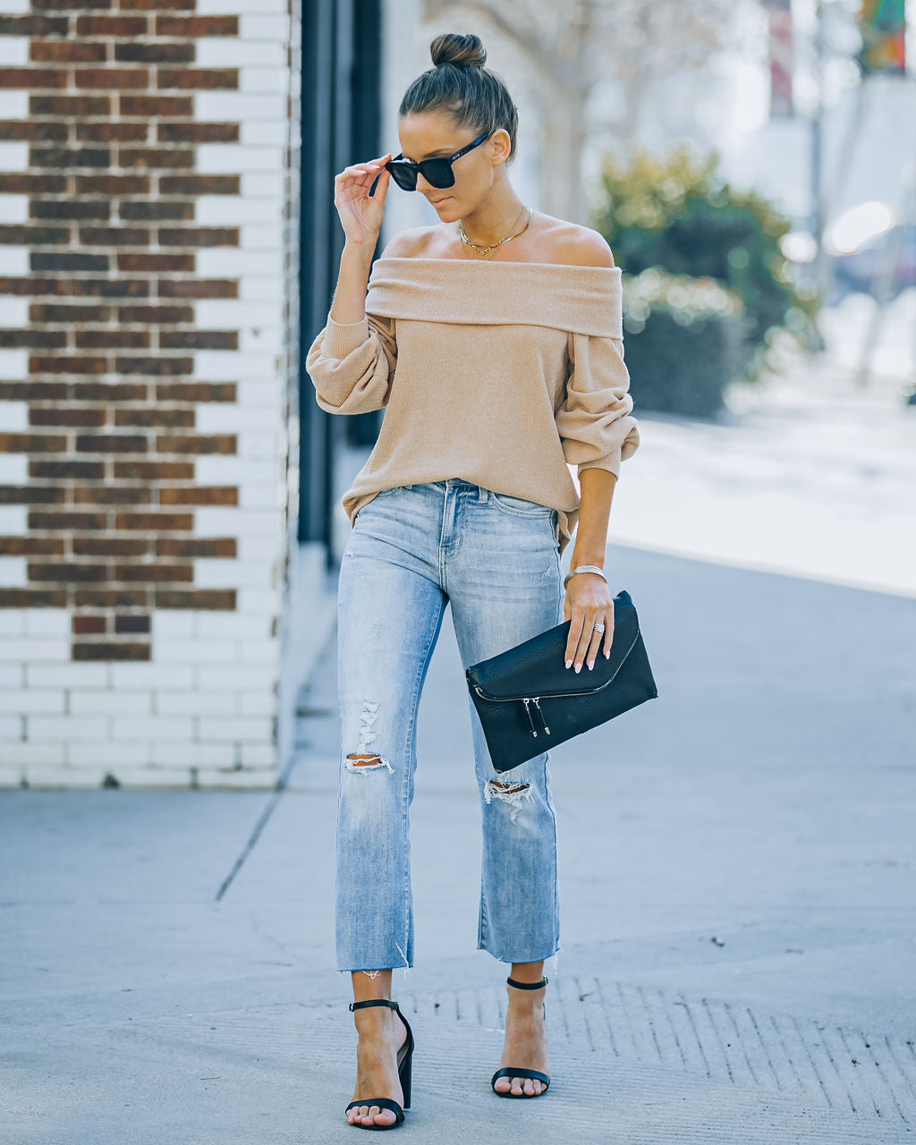 Ashby Off The Shoulder Knit Top - Maple