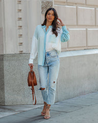 Ashford Colorblock Button Down Top - Blue Multi