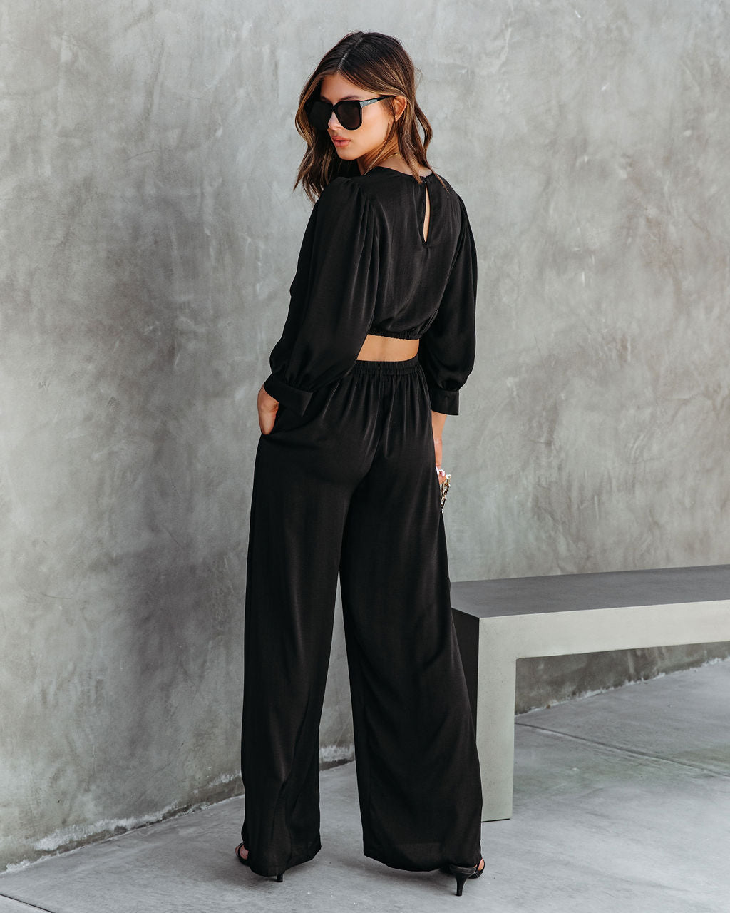 Attention Please Pocketed Wide Leg Pants - Black