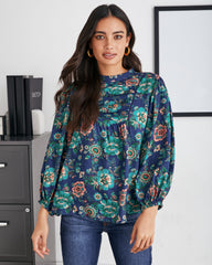 Auden Floral Pintuck Blouse