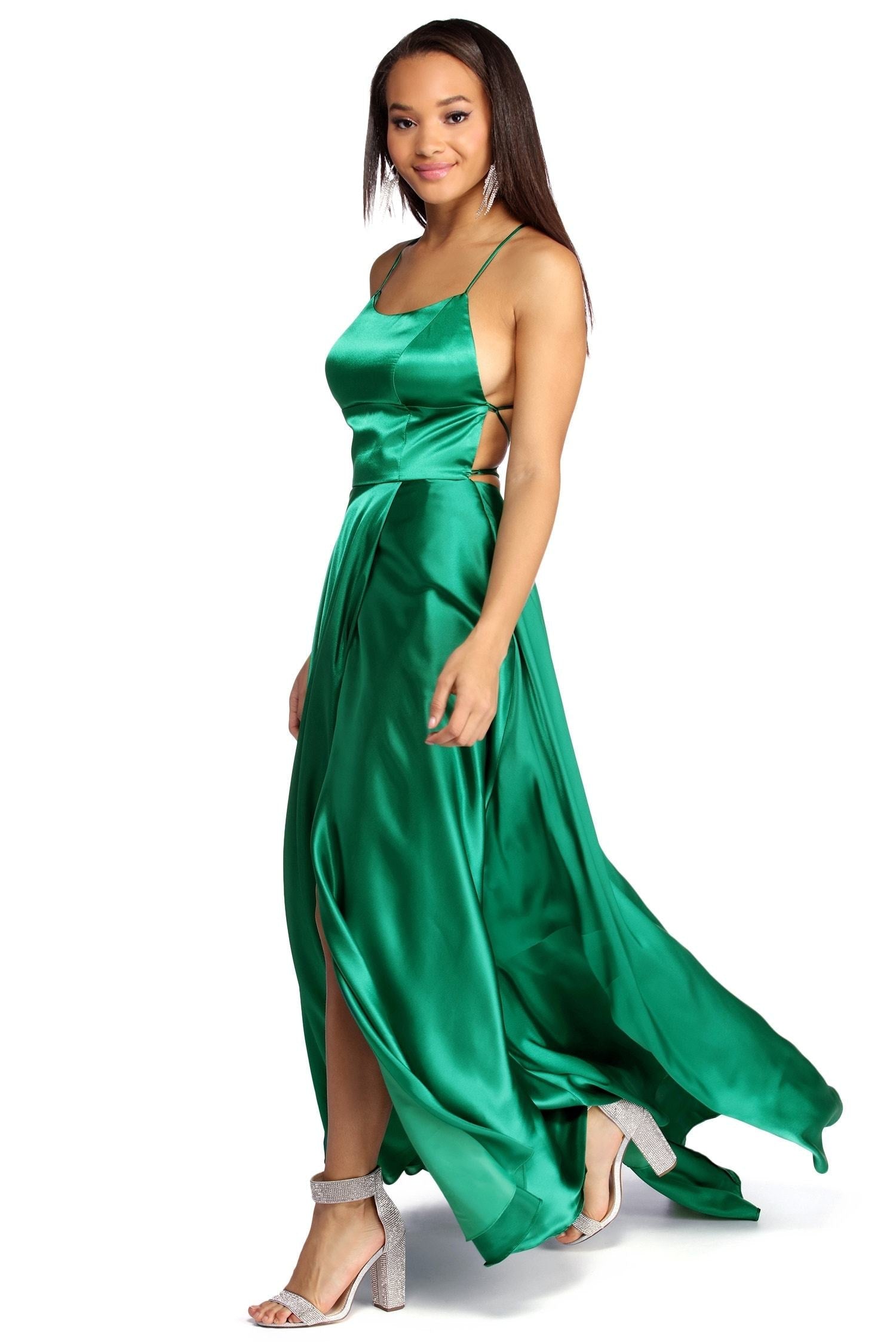 Aurelia Formal Satin Lattice Dress