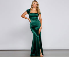 Avayah Formal High Slit Satin Dress