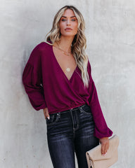 Awaken Autumn Knit Drape Top - Berry