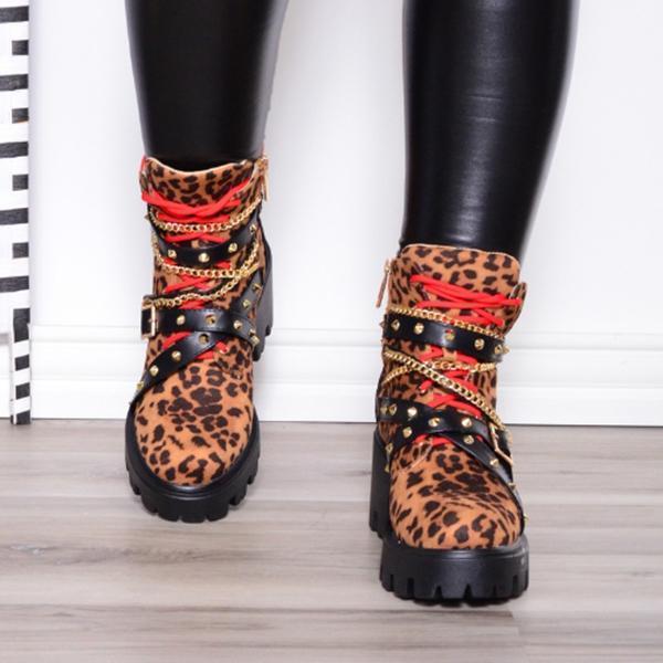 Chunky Buckle Rivet Lightweight Boots