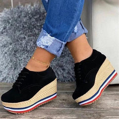 Lace Up Wedges Espadrille Stacked Platform Sandals