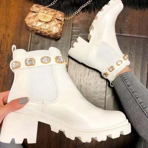 Chunky Platform Heel Chelsea Ankle Boots Lug Sole Booties