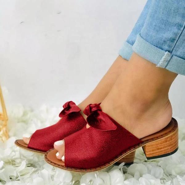 Low Heel Bow Slippers