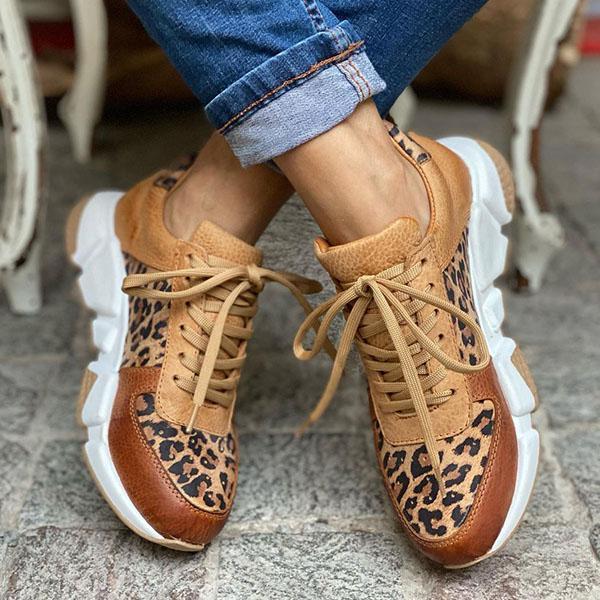 Leopard Print Colorblock Sneakers