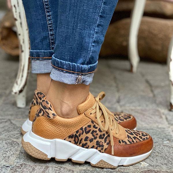 Leopard Print Colorblock Sneakers