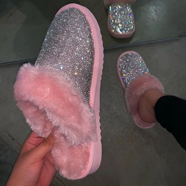 Diamond Faux Fur Slippers