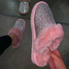 Diamond Faux Fur Slippers