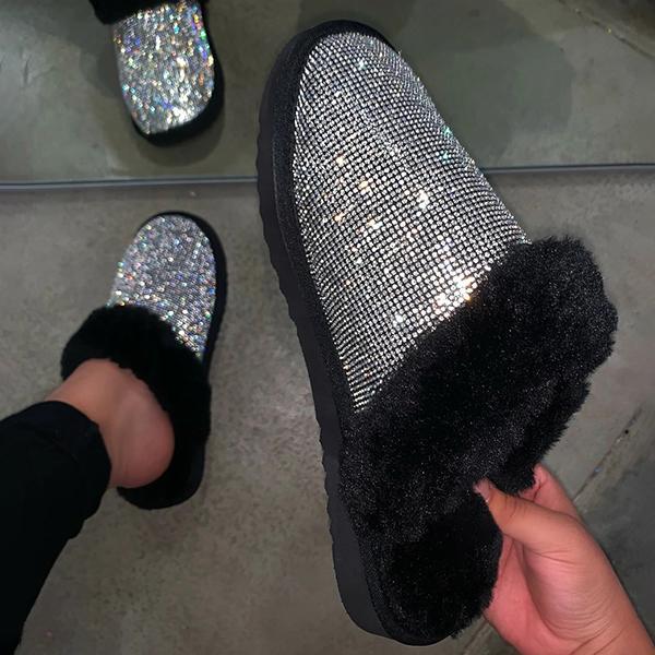 Diamond Faux Fur Slippers