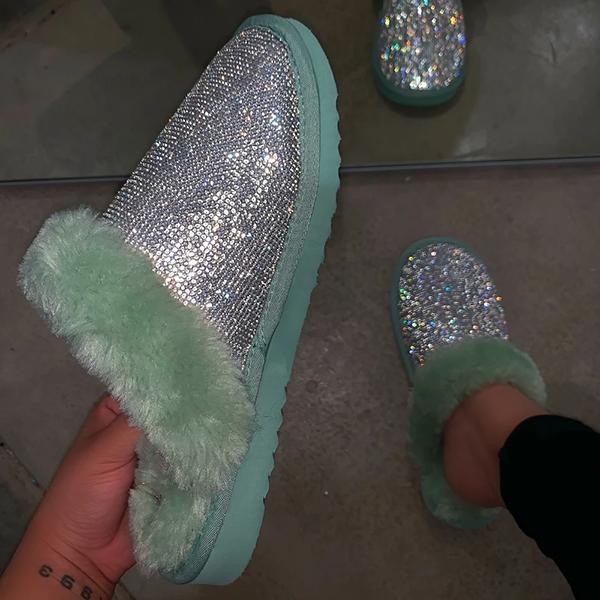 Diamond Faux Fur Slippers