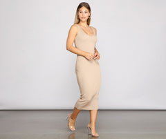 Back To Basics Ribbed Knit Midi Dress