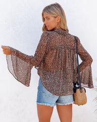 Balayage Printed Bell Sleeve Blouse