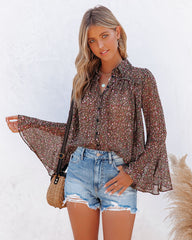 Balayage Printed Bell Sleeve Blouse