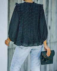 Baldwin Pleated Polka Dot Blouse