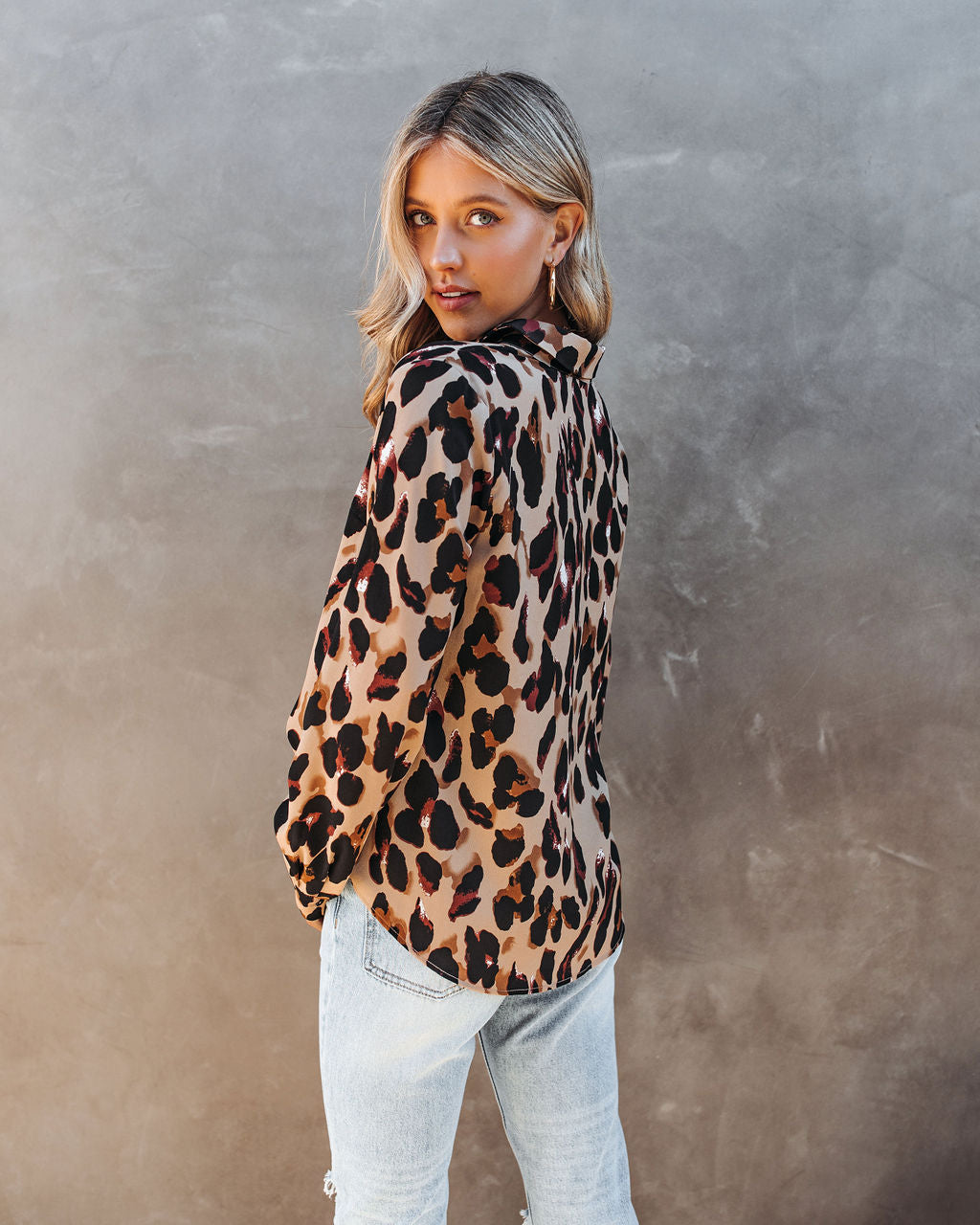 Ball Of Joy Button Down Leopard Blouse