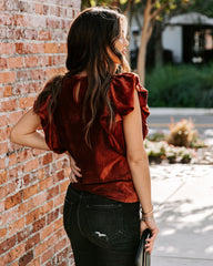 Baron Ribbed Velvet Top - Rust