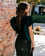 Baron Ribbed Velvet Top - Teal