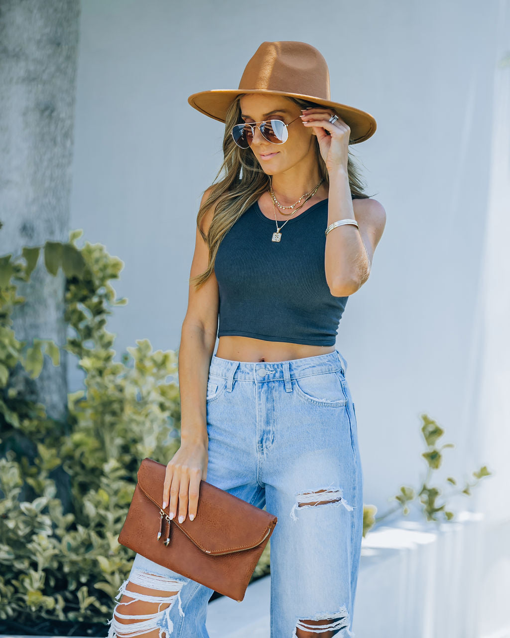 Barre Twist Knit Crop Tank - Black