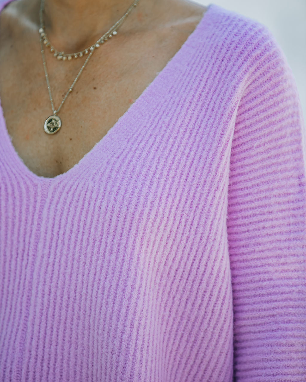 Basin Cropped Knit Sweater - Lavender