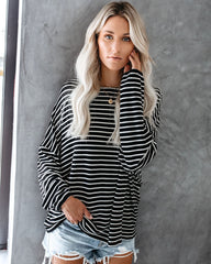 Be Back Never Striped Relaxed Knit Top - Black/White