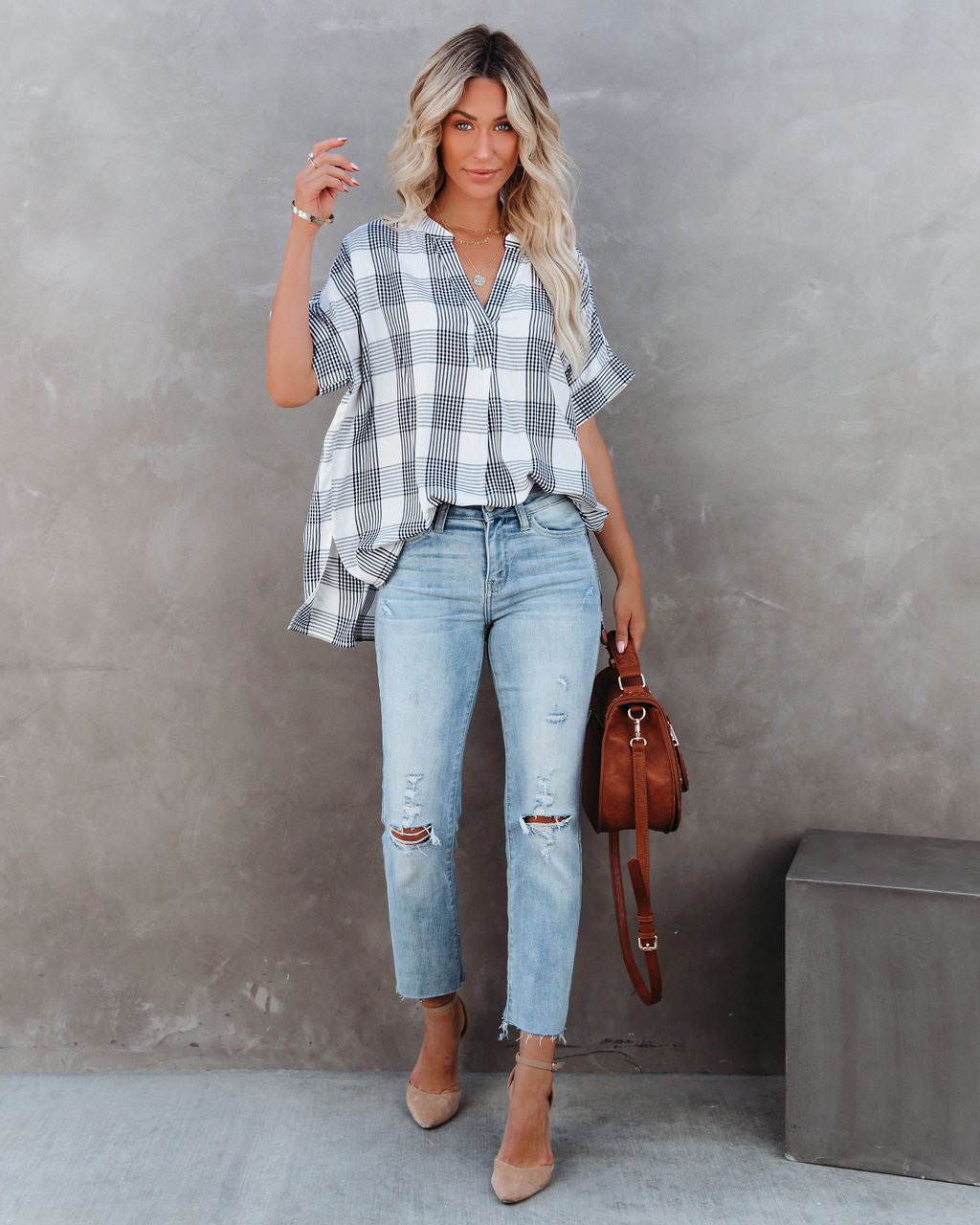 Be Organic Plaid Relaxed Top