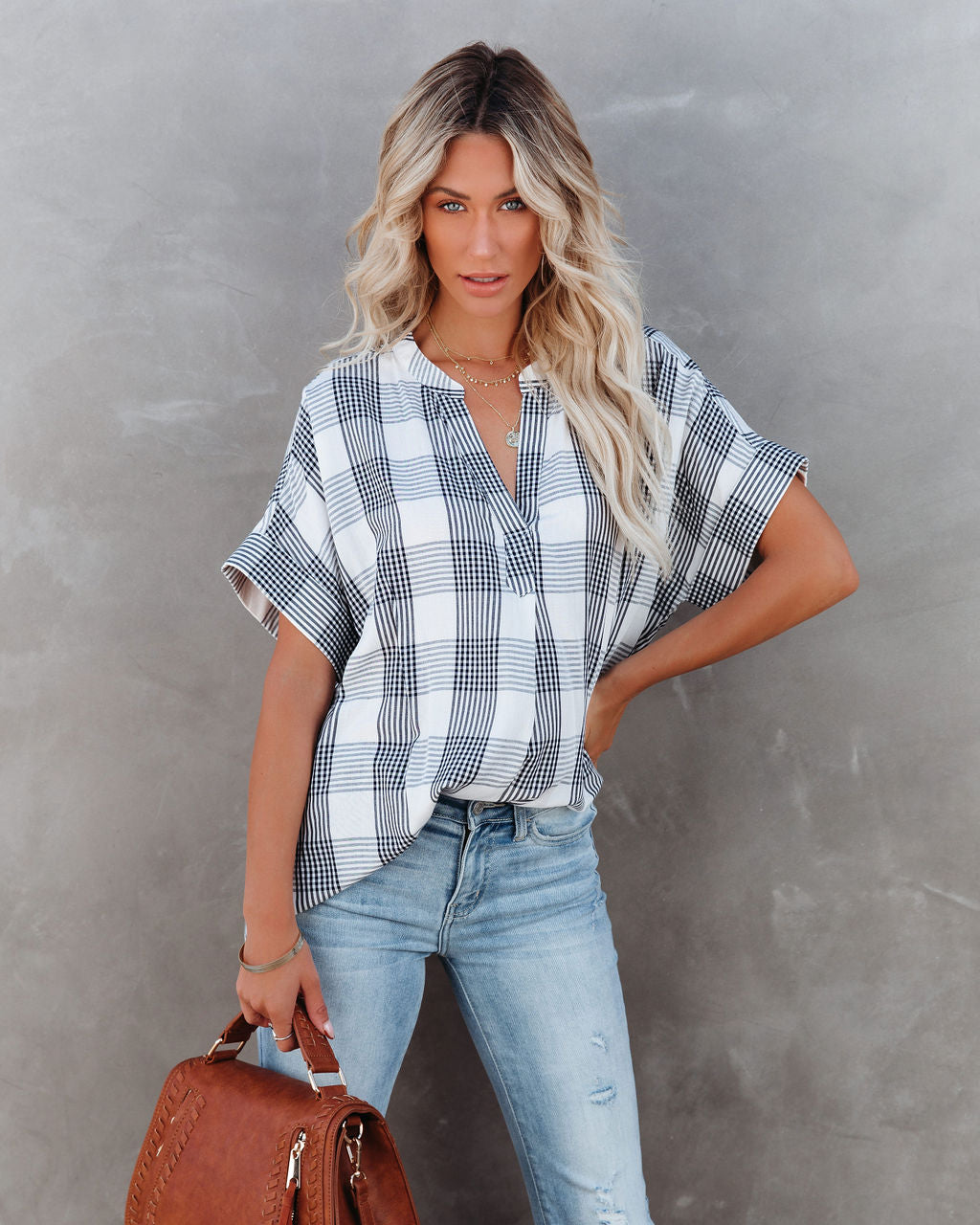 Be Organic Plaid Relaxed Top